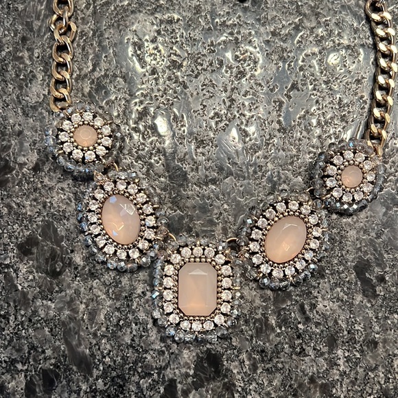 Pink, Crystal and Gold Statement Necklace - Picture 2 of 3